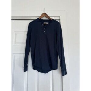 Outerknown Mens M Navy Long Sleeve Arroyo Thermal Henley T-Shirt Base Layer